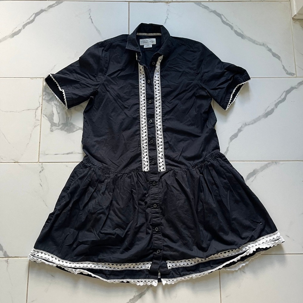 Kate Spade Broome Street Black And White Lace Insert Shirt Dress XS